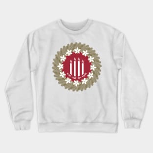 Four Advent candles lit in anticipation of the birth of Jesus Christ Crewneck Sweatshirt